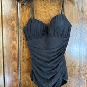Magicsuit Swimwear | Women’s Black Ruched Slimming One-Piece Swimsuit (Size 16)